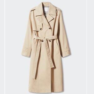 MANGO Double Breasted Trench Coat, Large